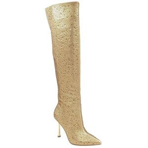 I.N.C. International Concepts Saveria Over The Knee Boots Gold Bling NEW 7